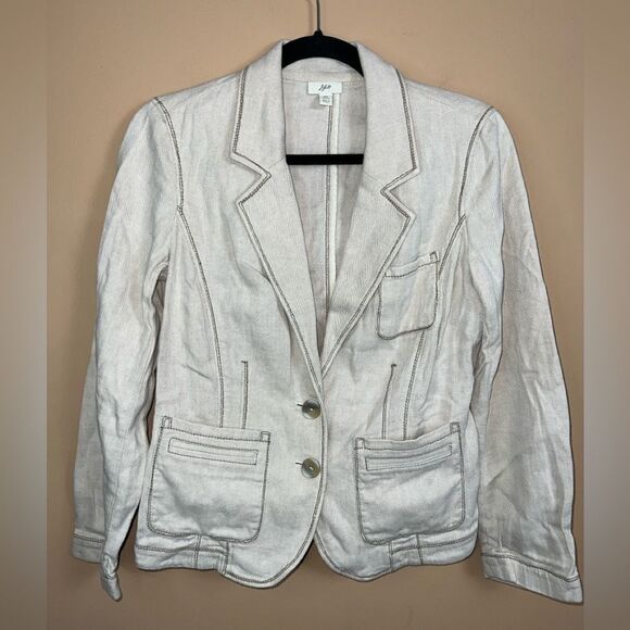J. Jill Women’s Size 6P Linen Blend Classic Button Up Blazer - Picture 1 of 6